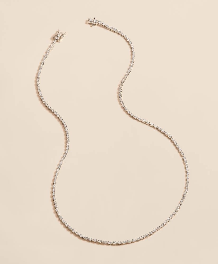 Brooks Brothers Women 5 CT. Lab-Grown Diamond 14k White Gold Tennis Necklace