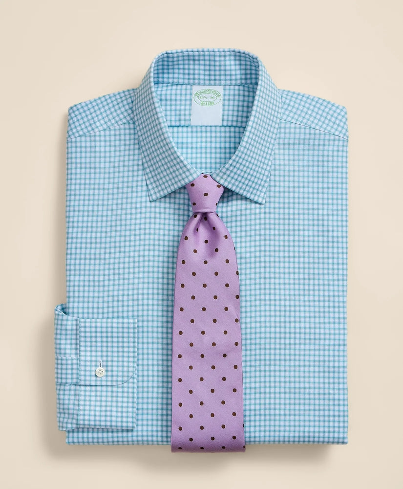Brooks Brothers Men Brooks Brothers Explorer Collection Non-Iron Twill Ainsley Collar, Mini-Check Dress Shirt