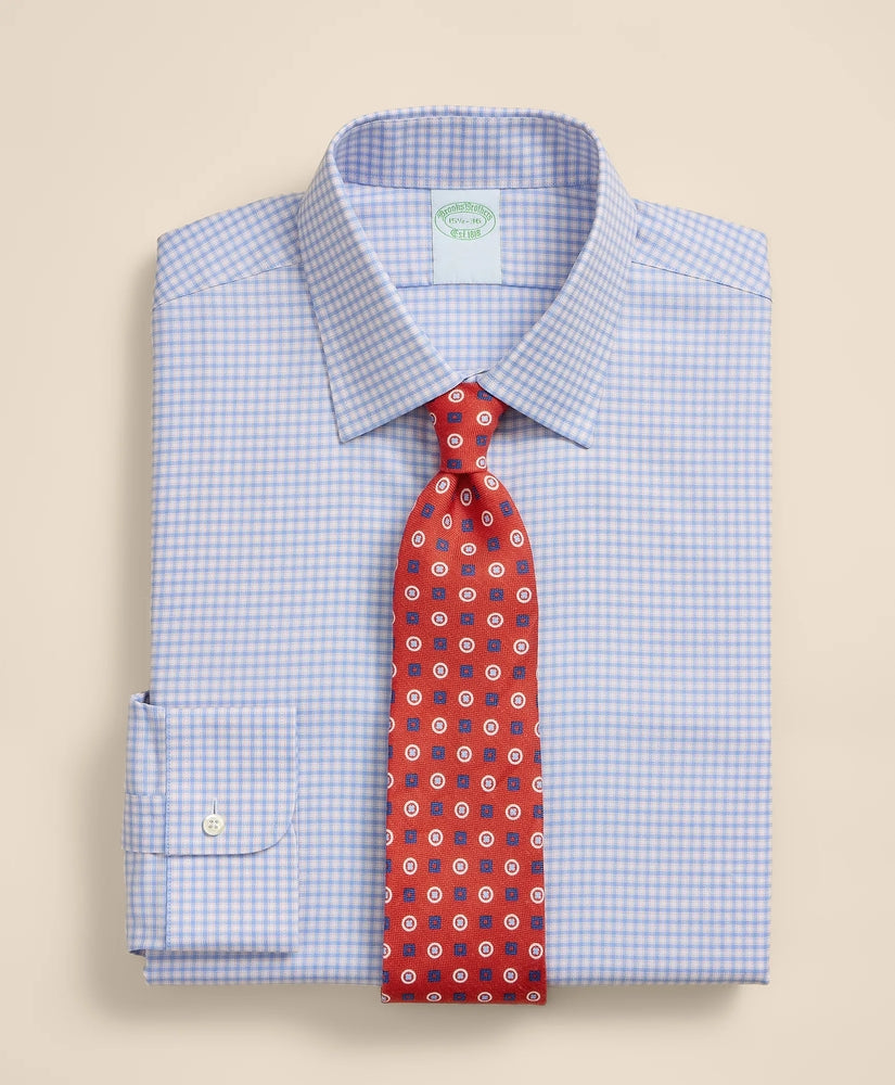 Brooks Brothers Men Brooks Brothers Explorer Collection Non-Iron Twill Ainsley Collar, Mini-Check Dress Shirt