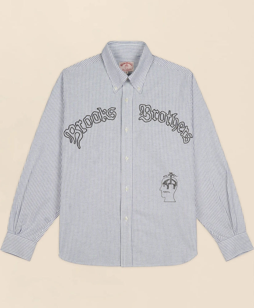 Brooks Brothers Men Brooks Brothers x Brain Dead Cotton Embroidered Oxford Button-Down Collar, Striped Sport Shirt