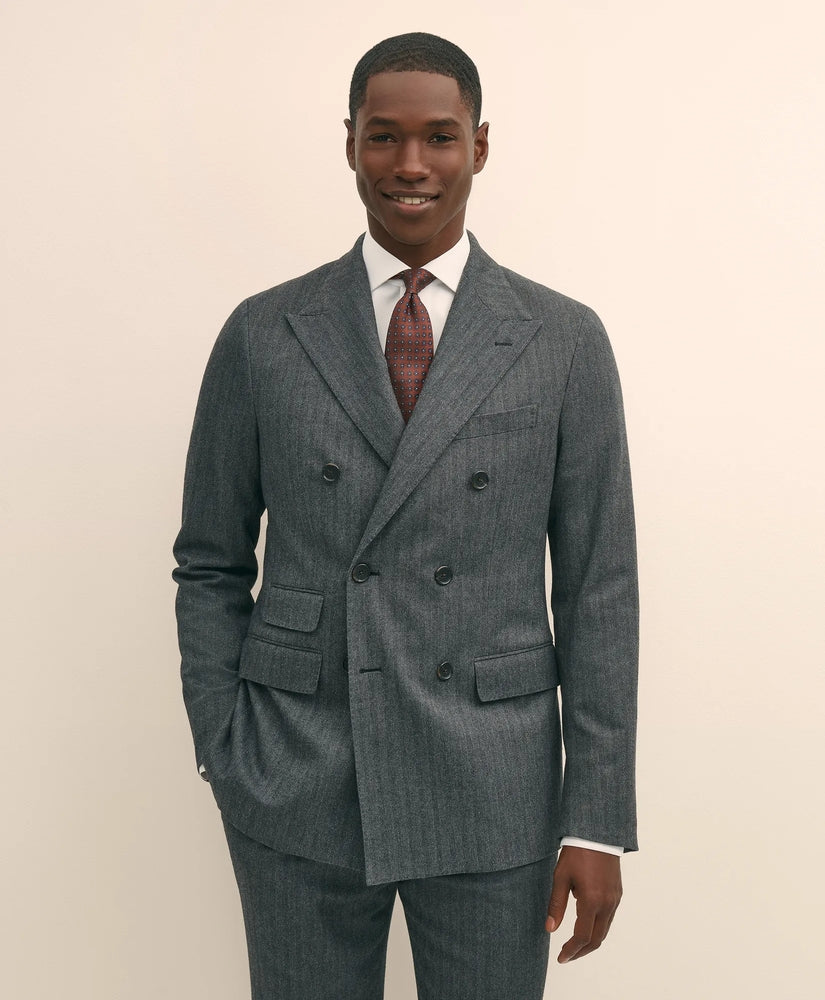 Brooks Brothers Sale Classic Fit Double-Breasted Cotton Herringbone Suit Jacket