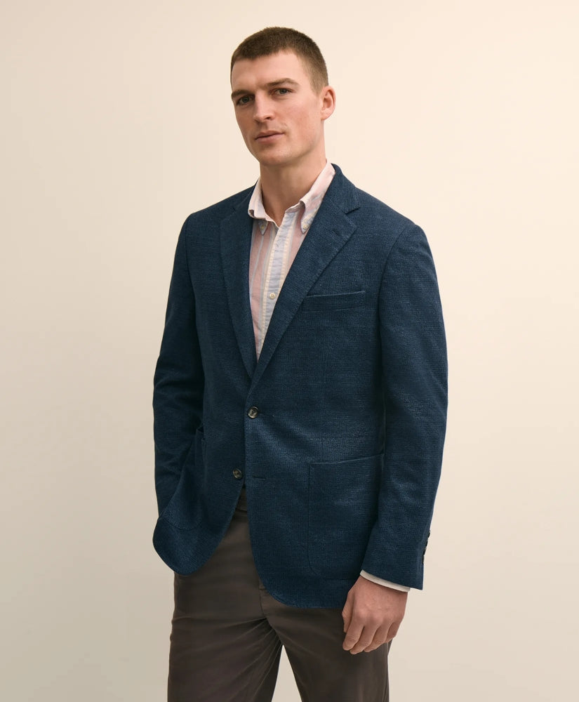 Brooks Brothers Men Classic Fit Linen-Cotton Knit Sport Coat