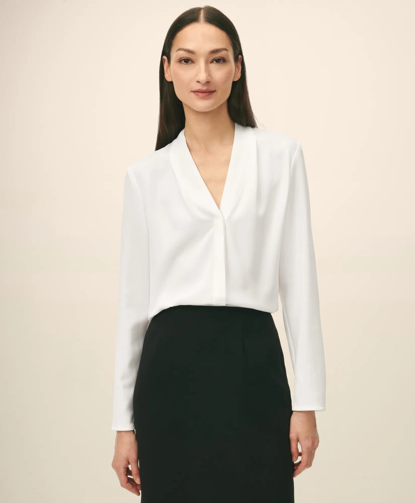 Brooks Brothers Shirts Concealed-Placket Blouse in Crepe