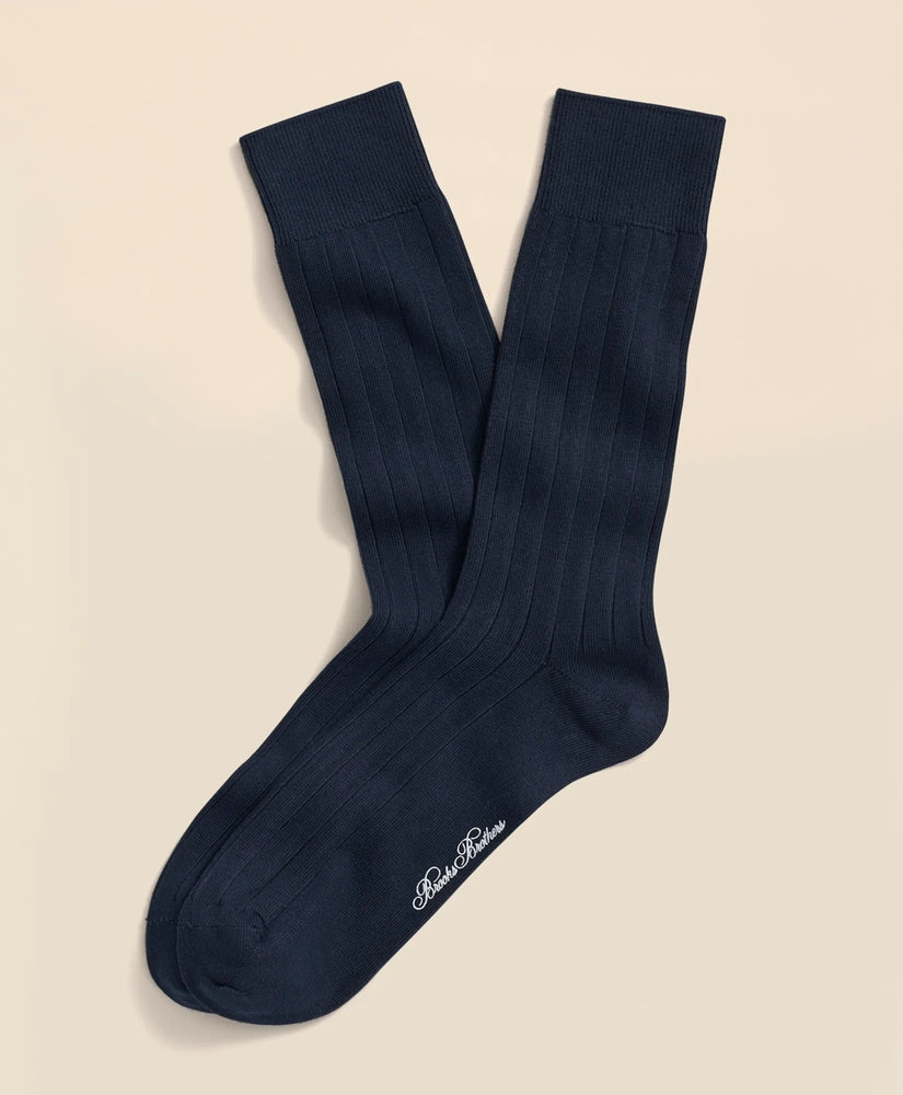 Brooks Brothers Men Cotton Blend Ribbed Crew Socks