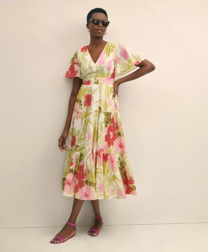 Brooks Brothers Sale Cotton Floral Tiered Maxi Dress