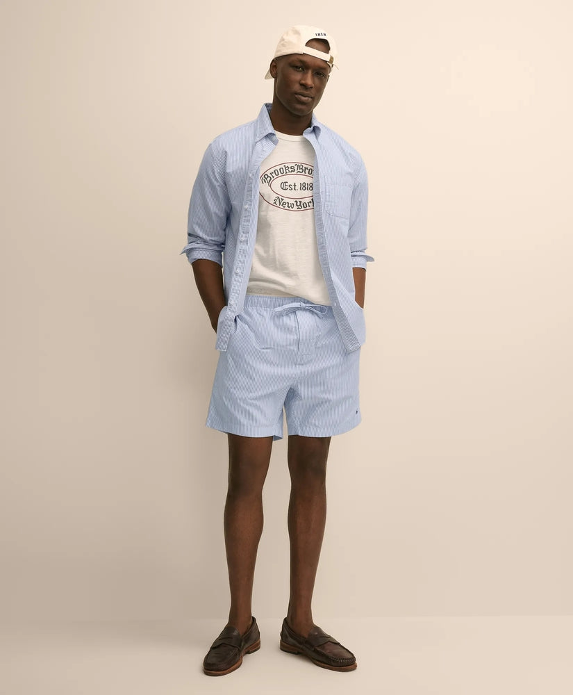 Brooks Brothers Men Cotton Oxford Stripe Lounge Shorts