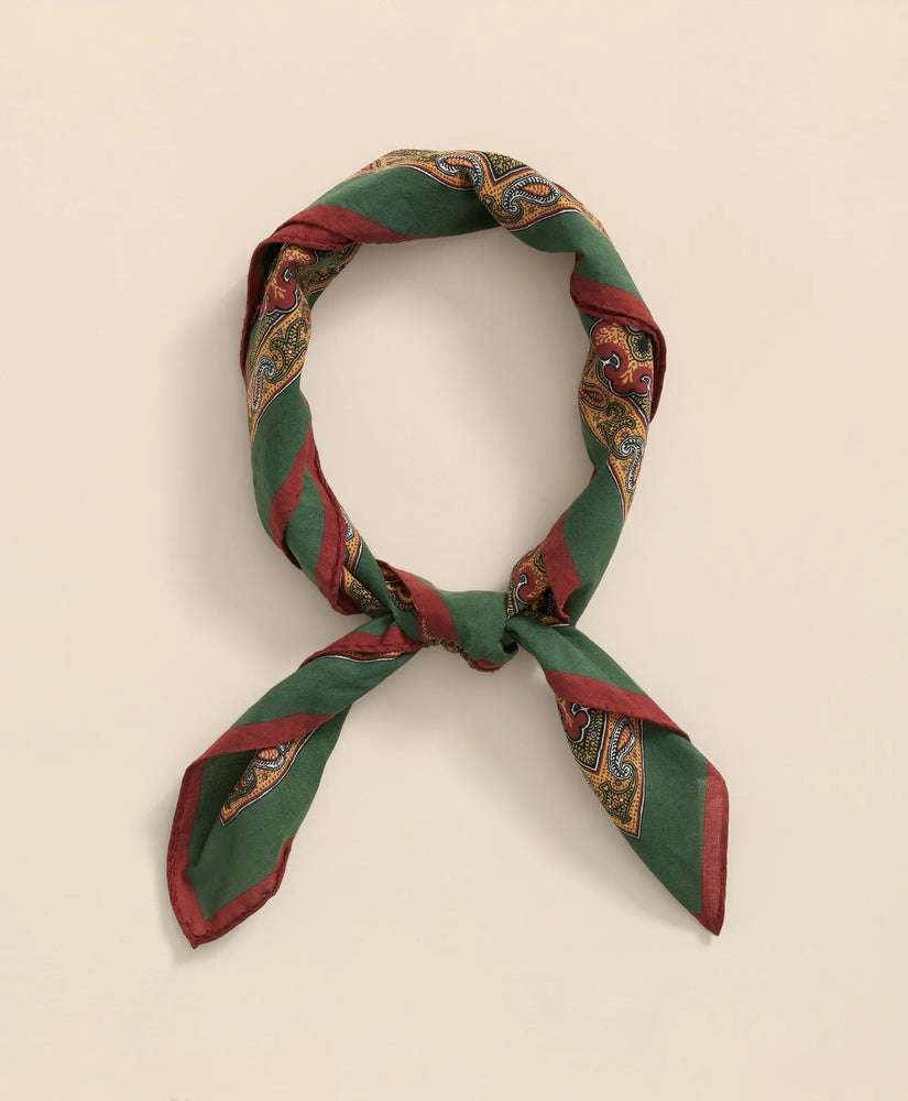 Brooks Brothers Men Cotton Paisley Foulard Print Neckerchief