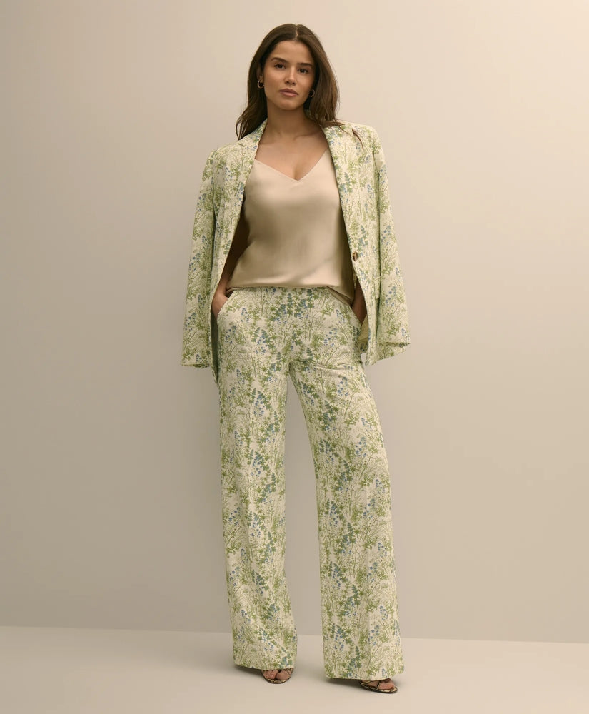 Brooks Brothers Women Crepe Botanical Print Wide-Leg Pants