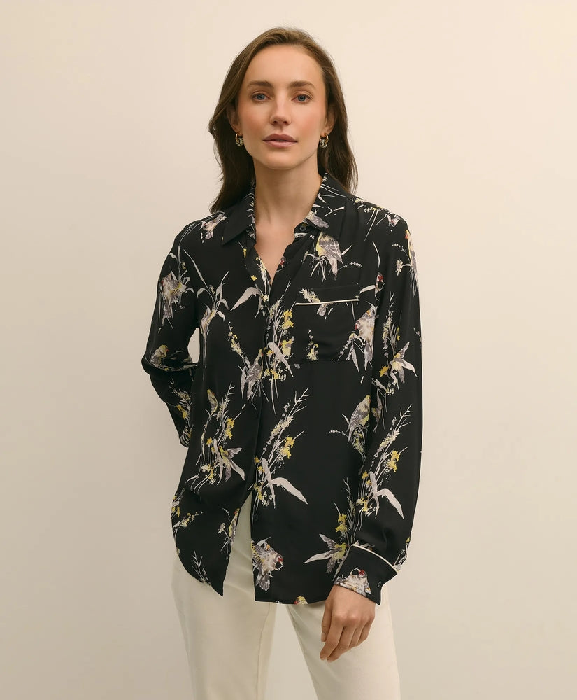 Brooks Brothers Sale Crepe Viscose Relaxed Bird-Print Blouse