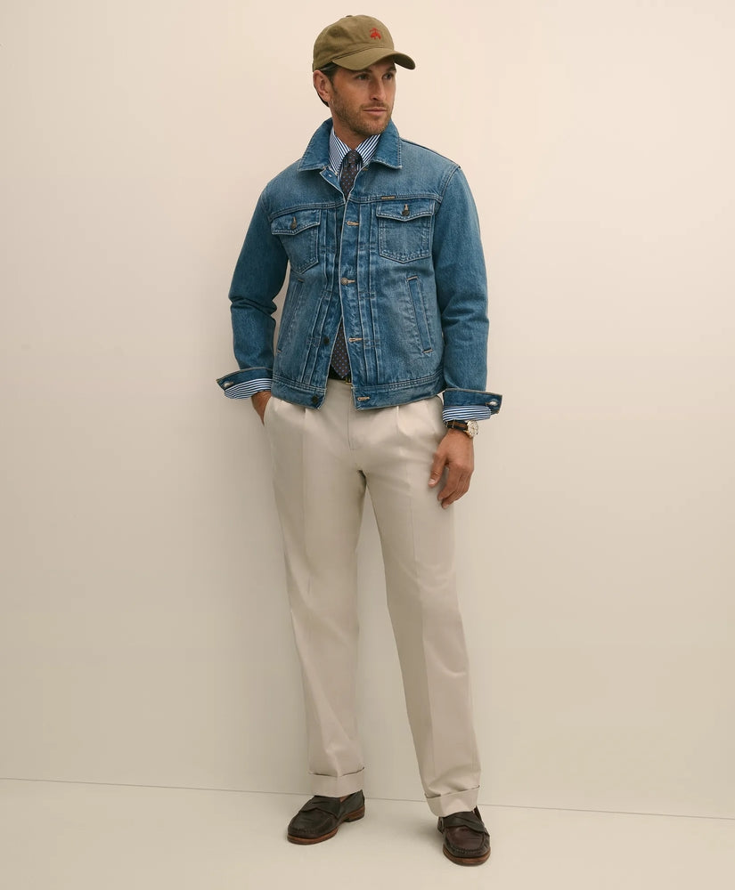 Brooks Brothers Men Pleated Traditional Fit Cotton Advantage Chino