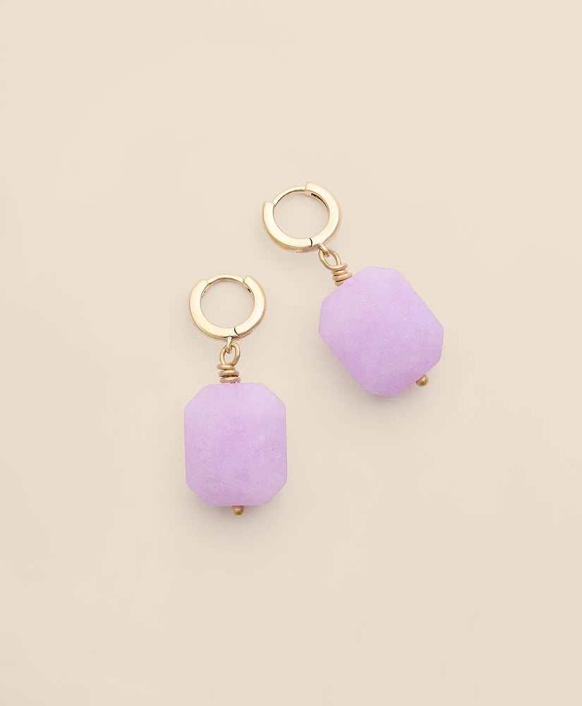 Brooks Brothers Women Gold-Tone Stone Drop Hoop Earrings