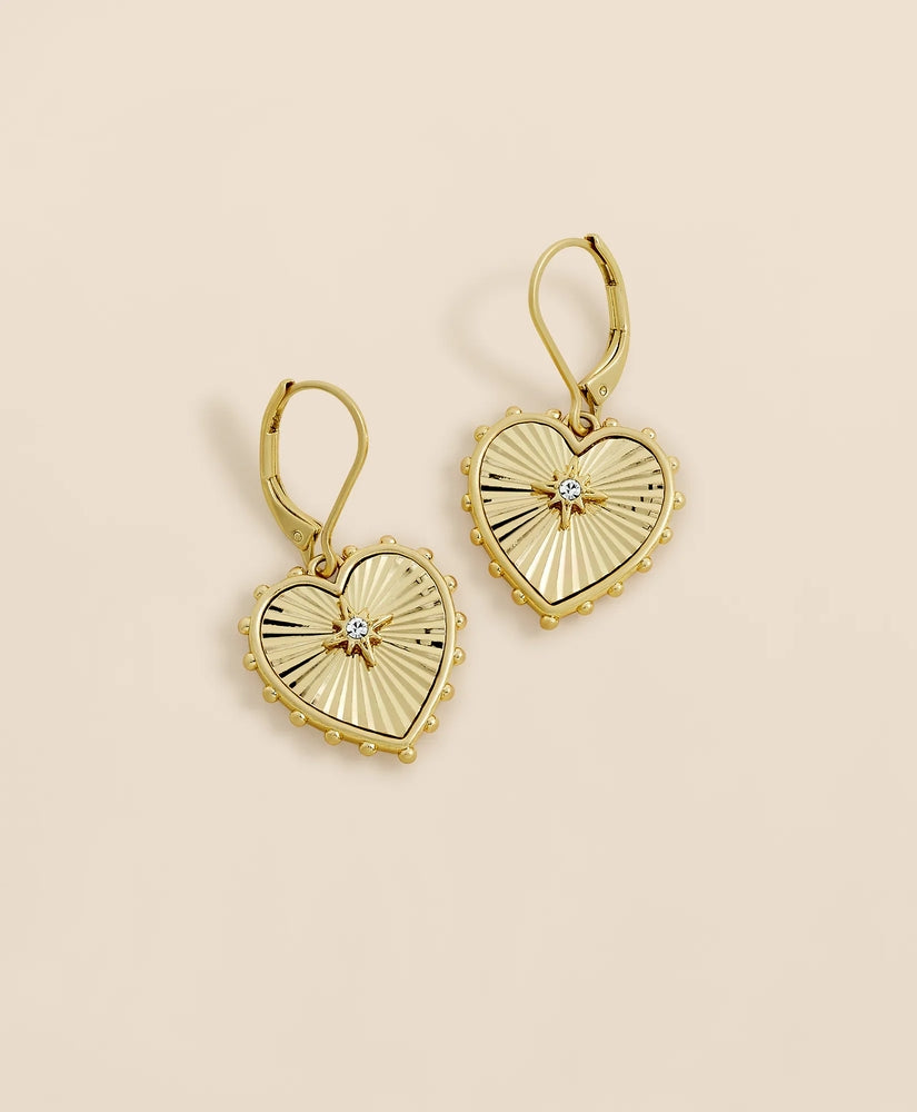 Brooks Brothers Women Heart Charm Gold-Toned Earrings