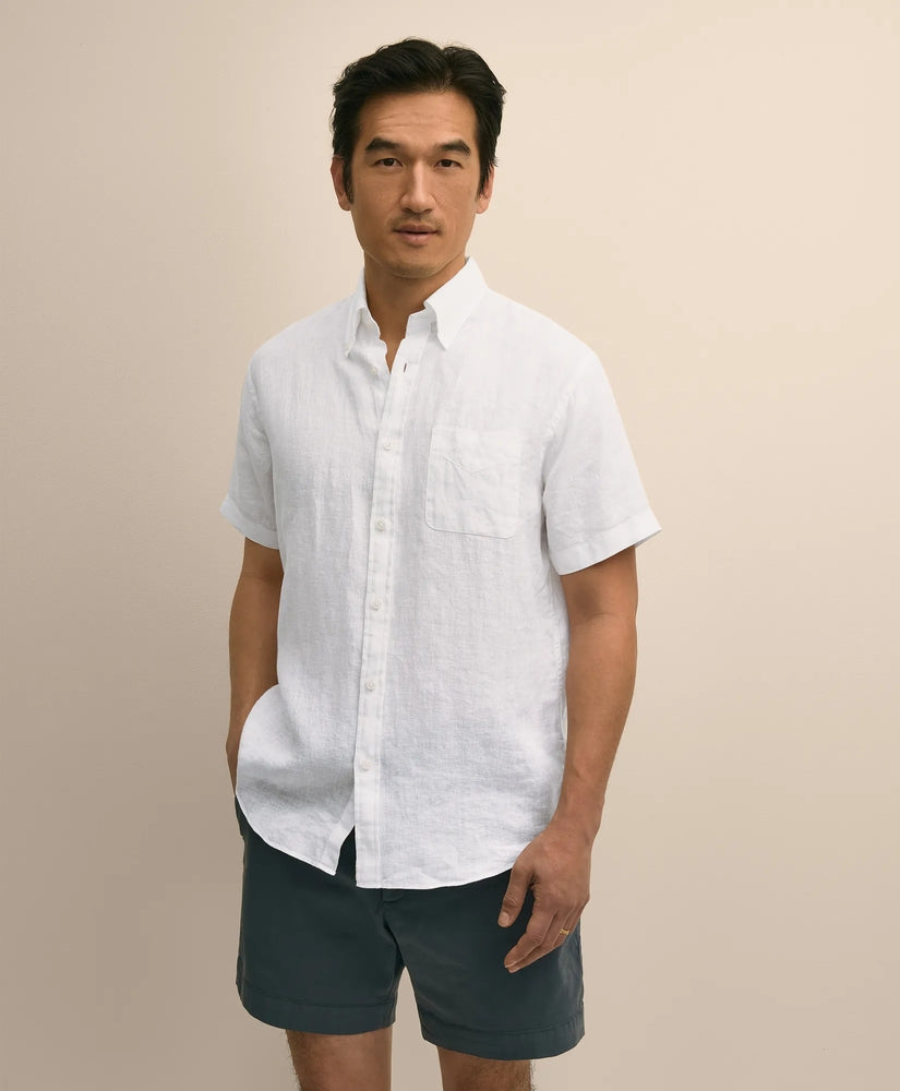 Brooks Brothers Shirts Irish Linen Short-Sleeve Sport Shirt