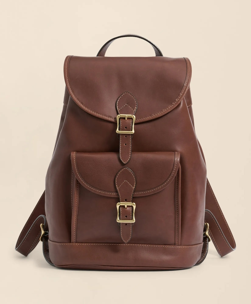 Brooks Brothers Men Leather Drawstring Backpack