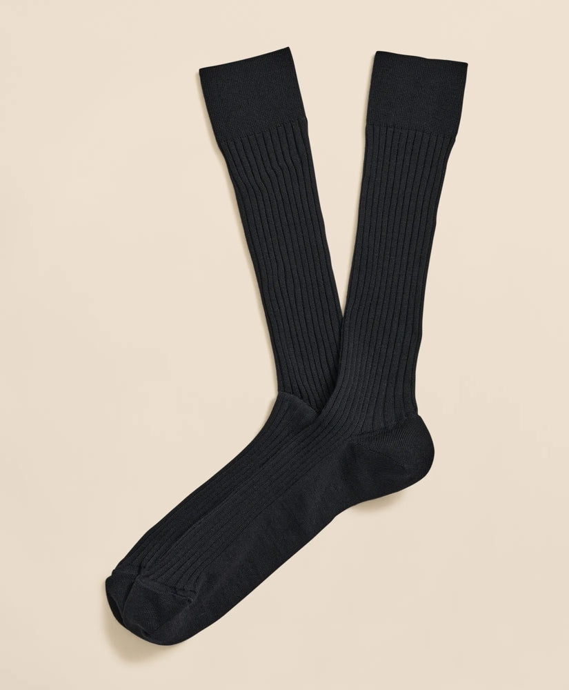 Brooks Brothers Men Merino Wool Blend Ribbed Socks
