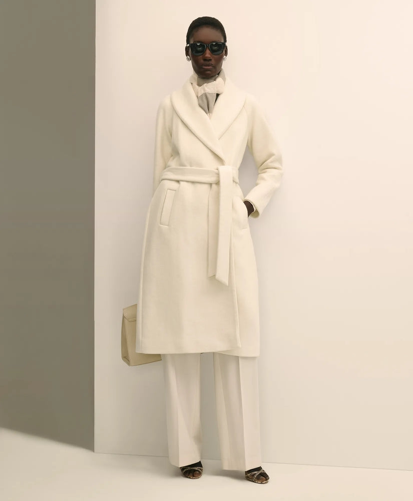 Brooks Brothers Sale Wool Blend Shawl-Collar Wrap Coat