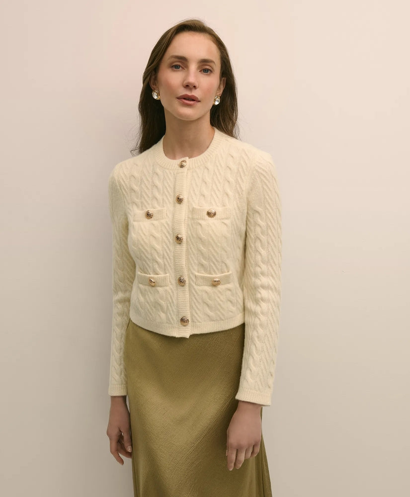 Brooks Brothers Sale Merino Wool-Cashmere Blend Cable-Knit Cardigan