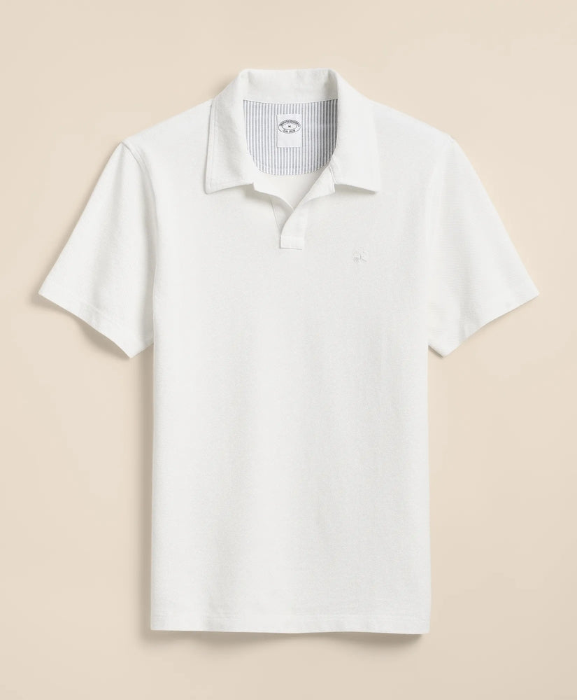 Brooks Brothers Men Cotton Pique Garment-Dyed Johnny Collar Polo Shirt