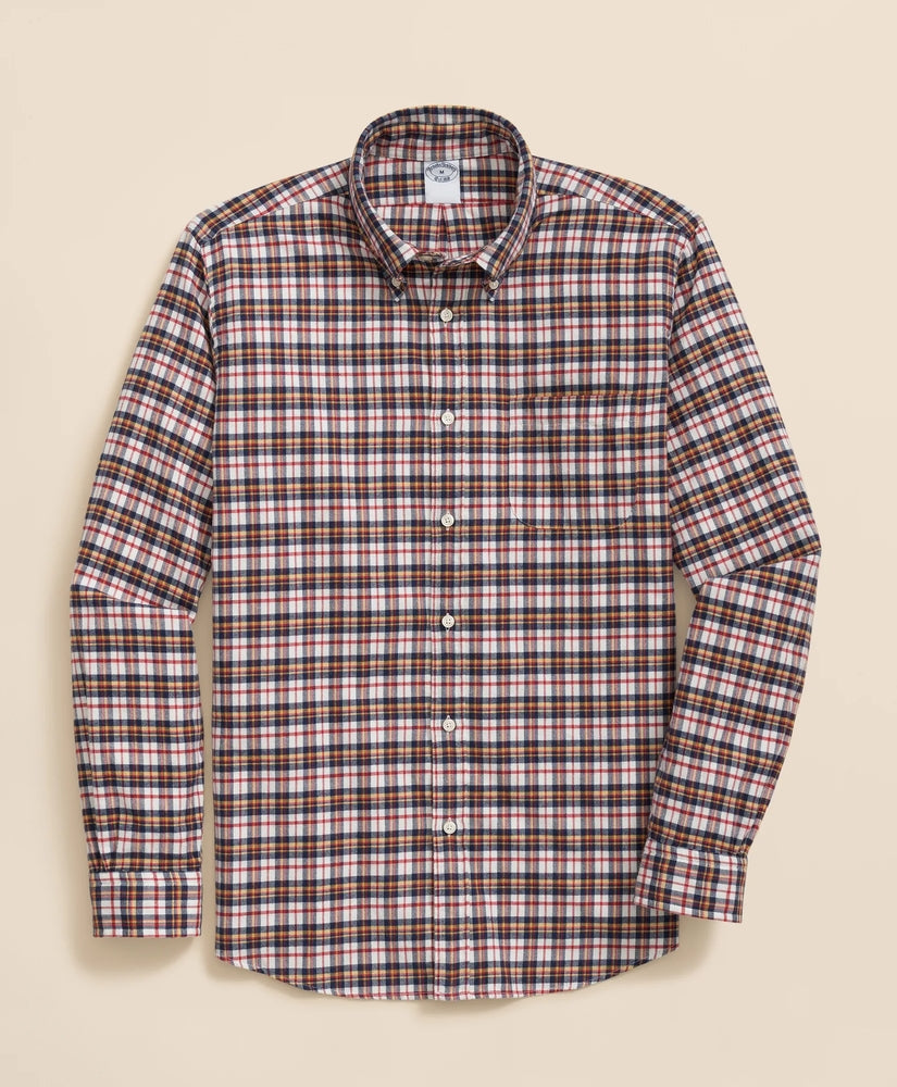 Brooks Brothers Sale Portuguese Flannel Polo Button Down Collar, Multi-Check Shirt