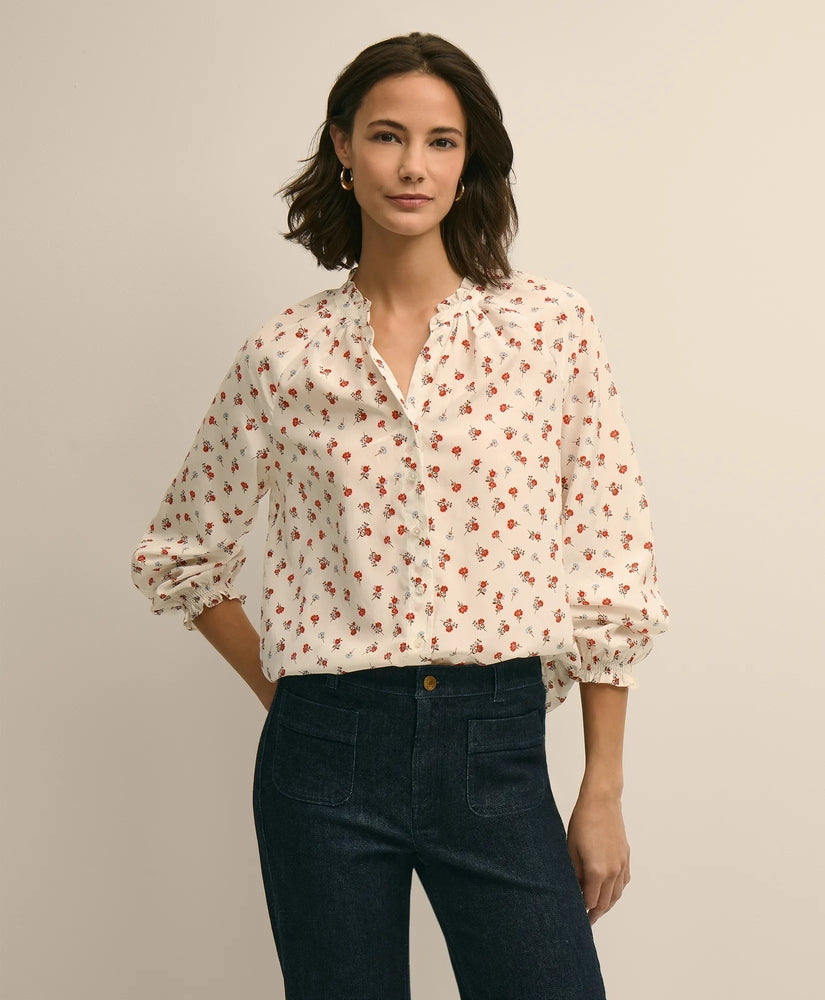 Brooks Brothers Sale Silk-Cotton Floral Print Blouse