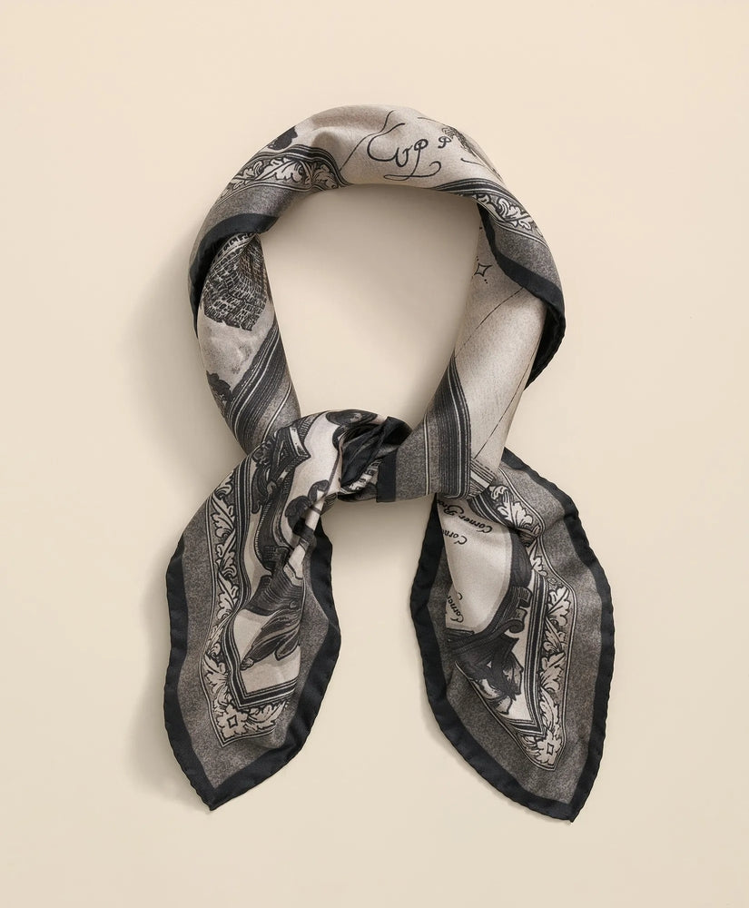 Brooks Brothers Men Silk Neckerchief in Map Print