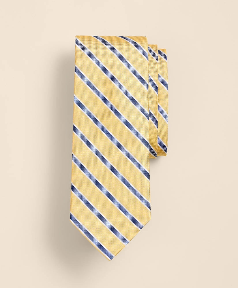 Brooks Brothers Men Silk Oxford-Weave Outline Stripe Tie