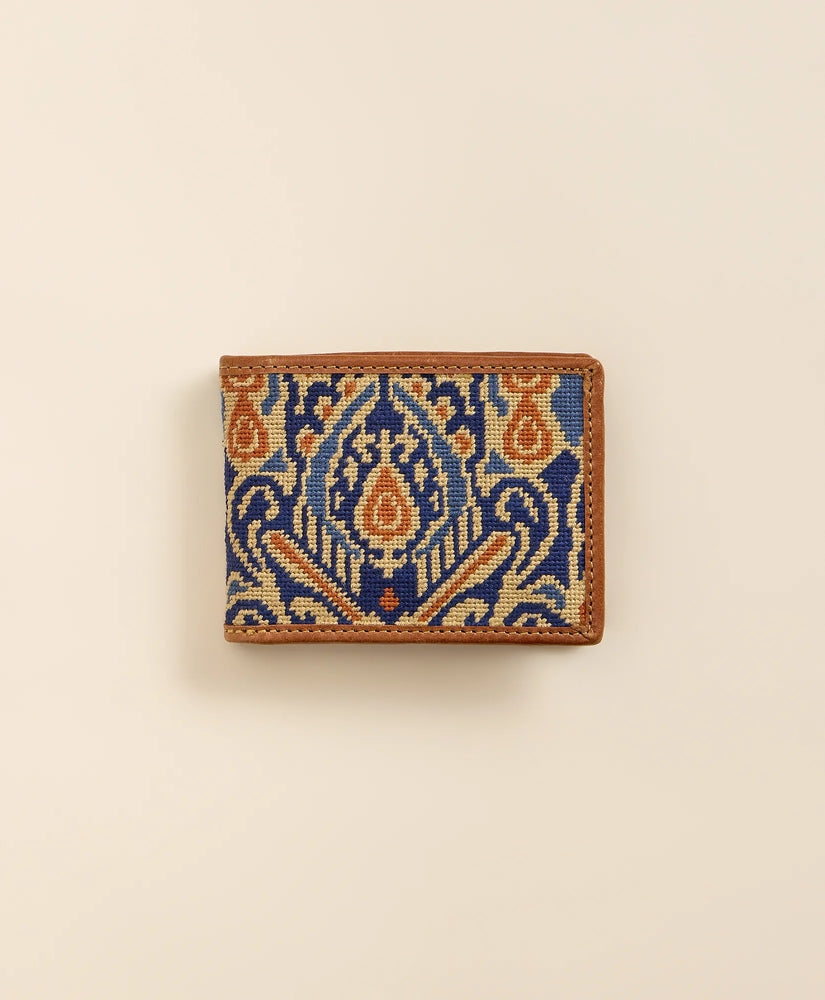 Brooks Brothers Men Smathers & Branson Needlepoint Ikat Pattern Wallet