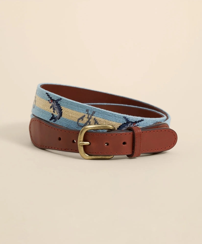 Brooks Brothers Men Smathers & Branson Needlepoint Marlin Belt