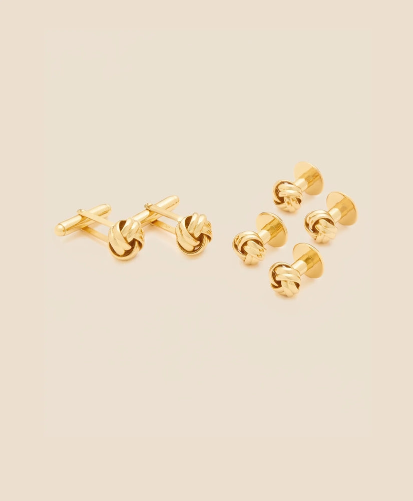 Brooks Brothers Men Sterling Silver Gold-Plated Knot Cufflinks