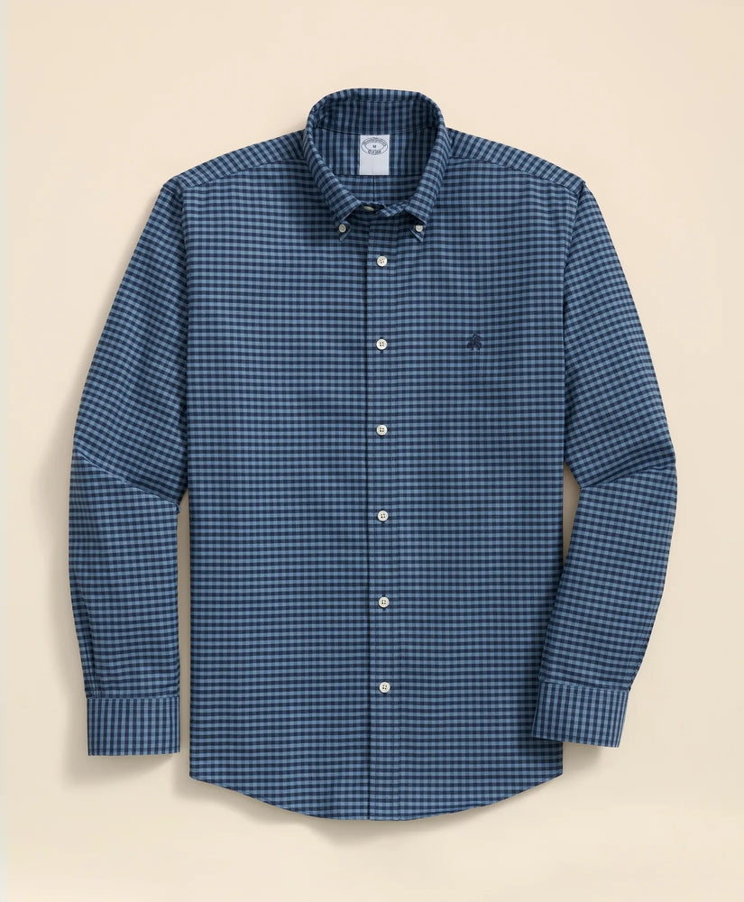 Brooks Brothers Sale Stretch Cotton Non-Iron Oxford Polo Button Down Collar, Gingham Shirt
