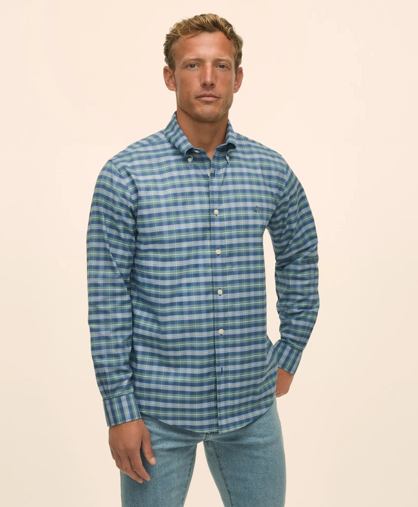 Brooks Brothers Sale Stretch Non-Iron Oxford Button-Down Collar, Tartan Sport Shirt
