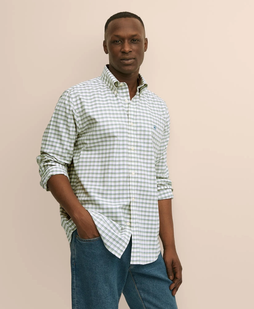 Brooks Brothers Men Stretch Non-Iron Oxford Polo Button-Down, Sport Shirt