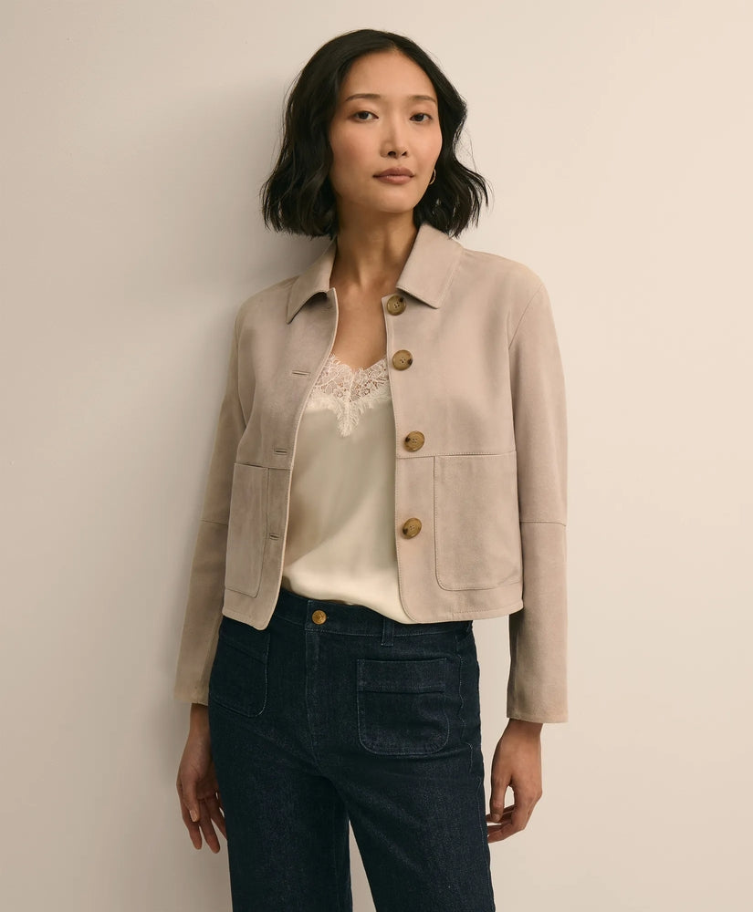 Brooks Brothers Women Suede Cropped Jacket