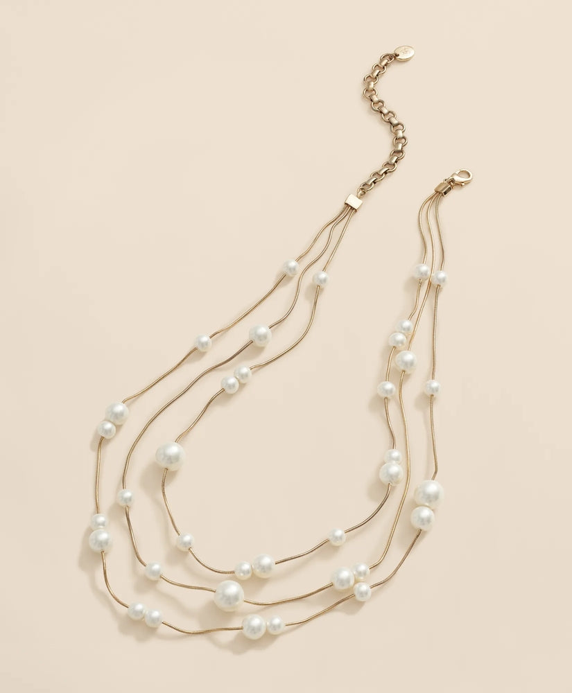 Brooks Brothers Women Triple Strand Faux-Pearl Necklace