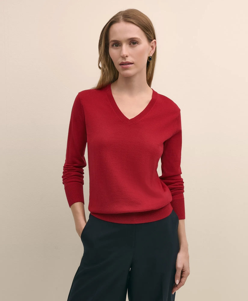 Brooks Brothers Women Ultimate Merino Wool V-Neck Sweater