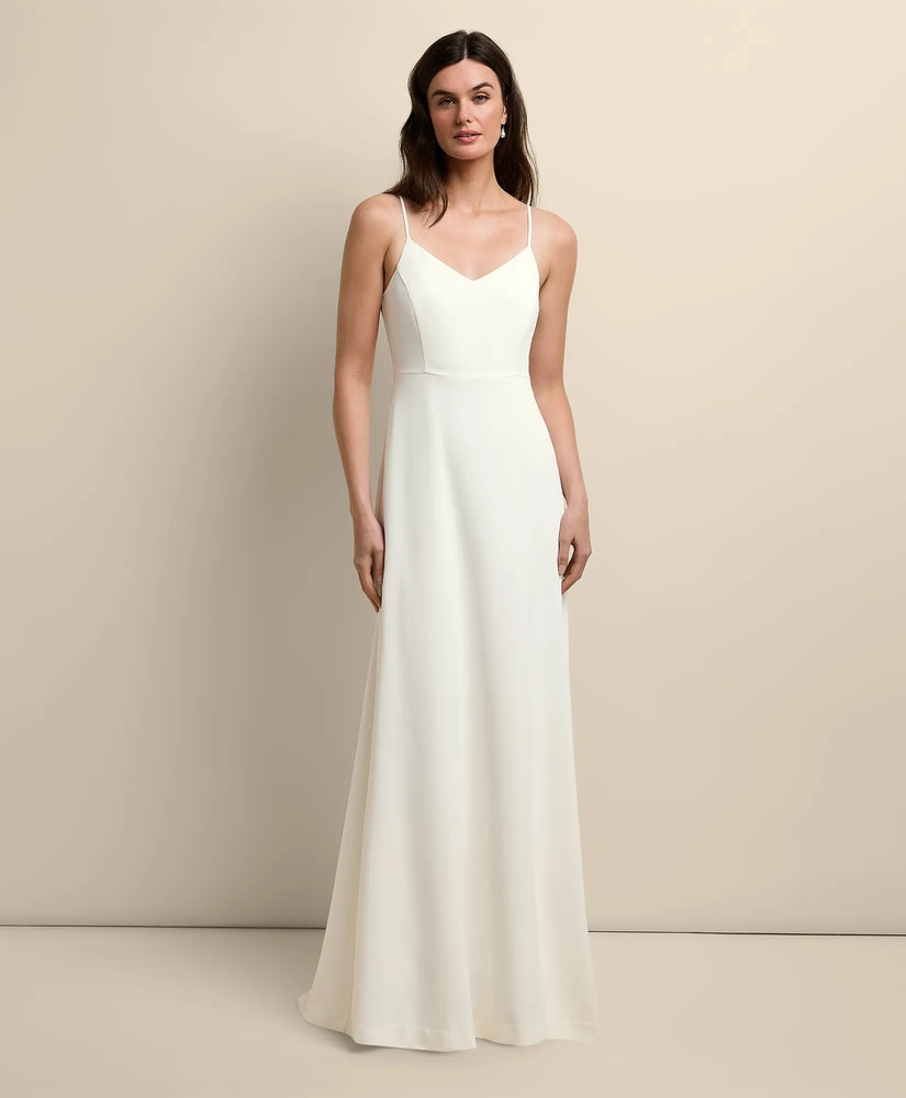 Brooks Brothers Women V-Neck Spaghetti Strap Gown
