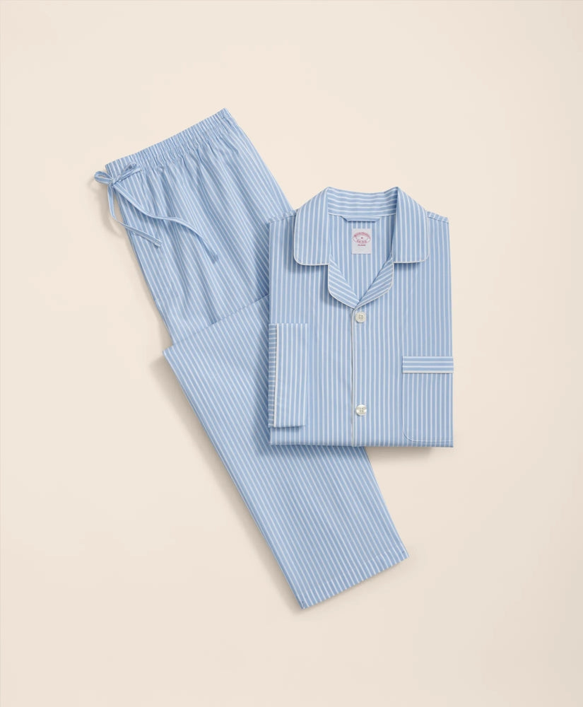 Brooks Brothers Men Cotton Broadcloth Bengal Striped Pajamas