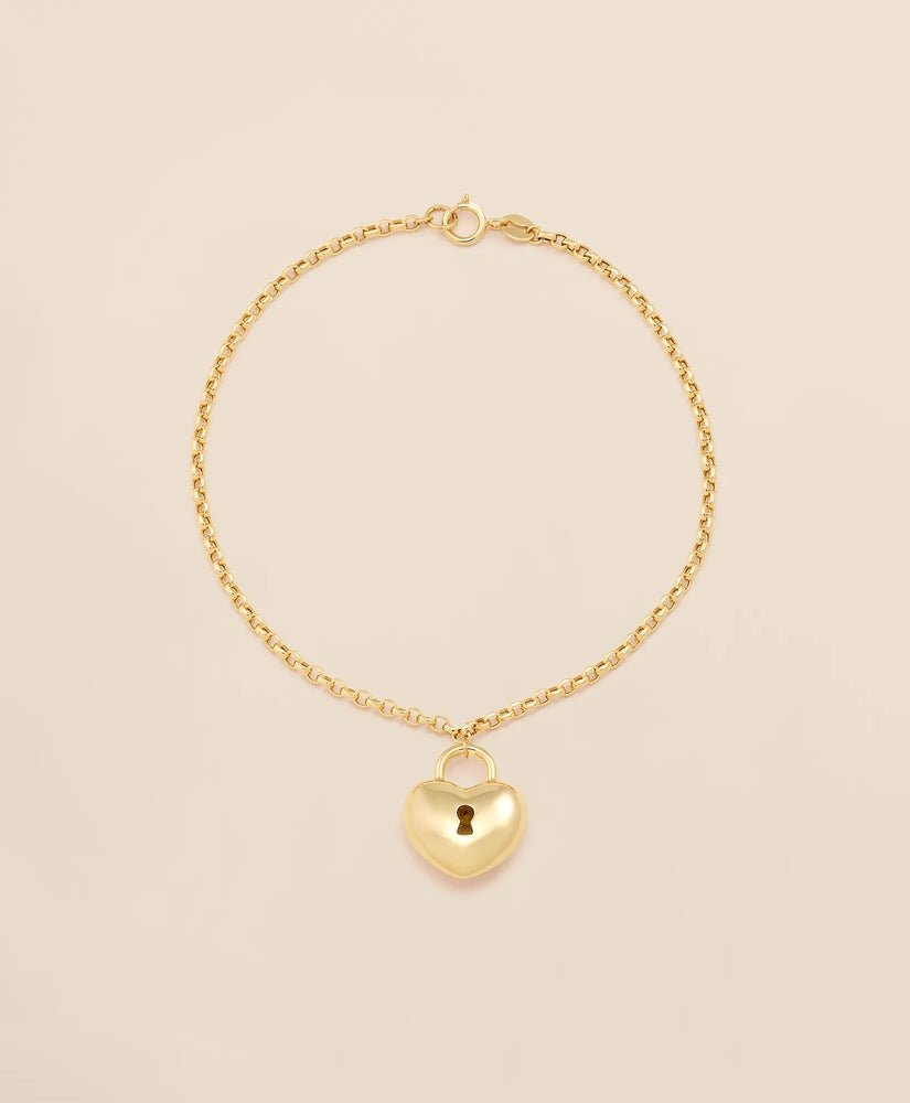 Brooks Brothers Women 14k Gold Heart Pendant Bracelet