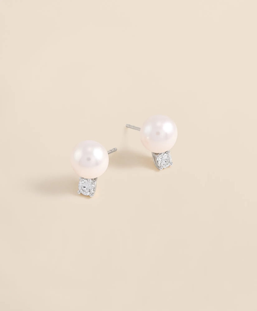 Brooks Brothers Women 14k White Gold Pearl Stud Earrings