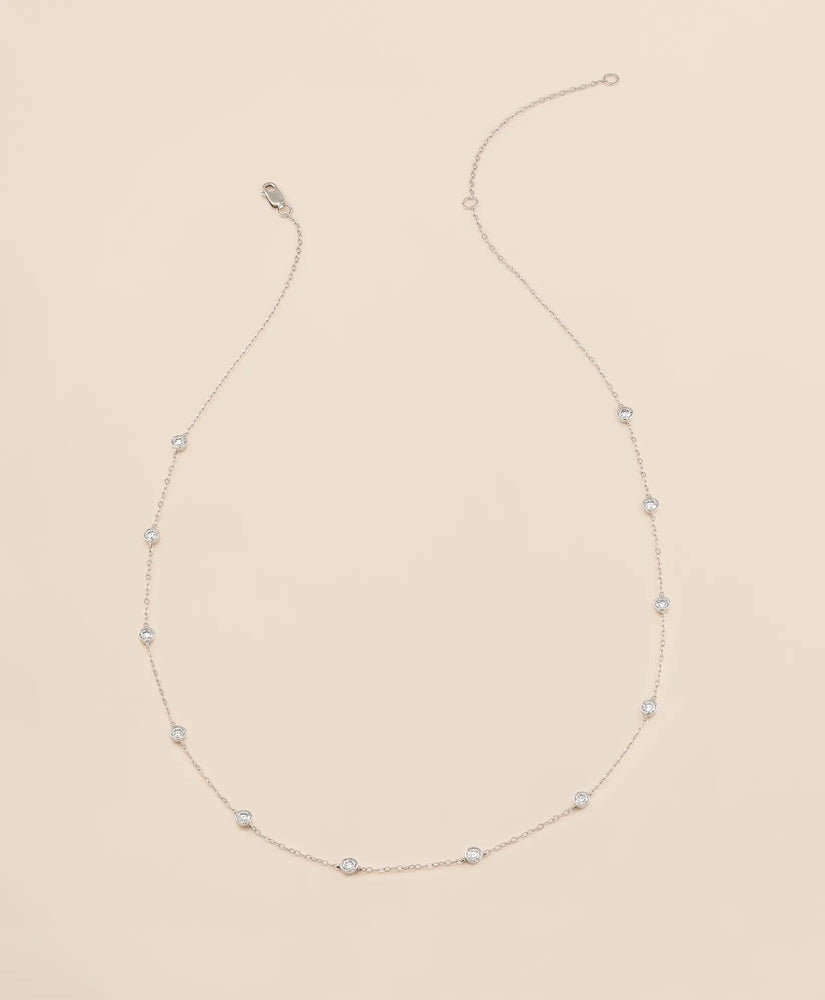 Brooks Brothers Women 1 CT. Lab-Grown Diamond 14k White Gold Station Necklace