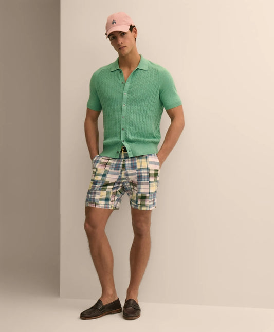 Brooks Brothers Men 7" Cotton Patchwork Madras Shorts
