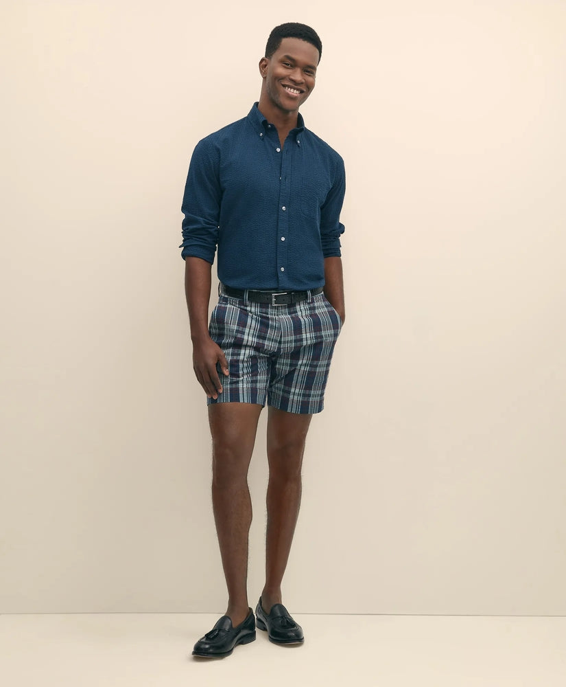 Brooks Brothers Sale 7" Cotton Seersucker Plaid Shorts