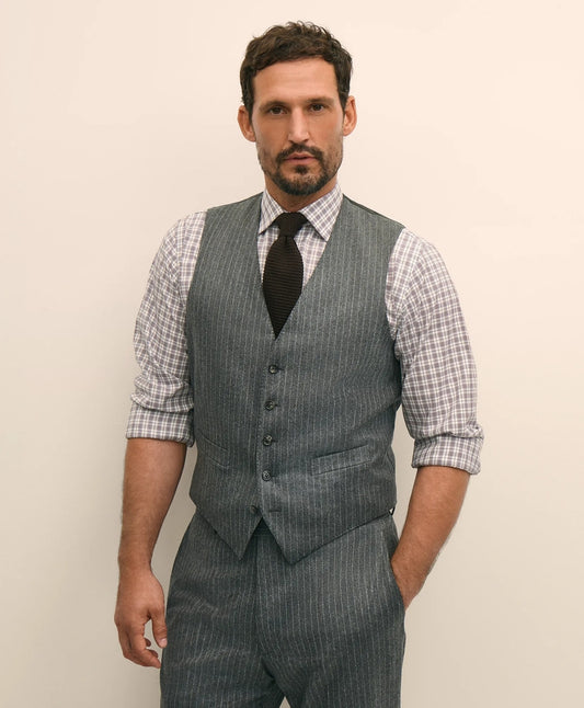 Brooks Brothers Sale Archive Pinstripe Vest in Wool Flannel
