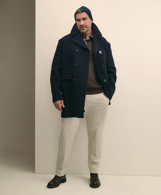 Brooks Brothers Men Big & Tall Classic Wool Pea Coat