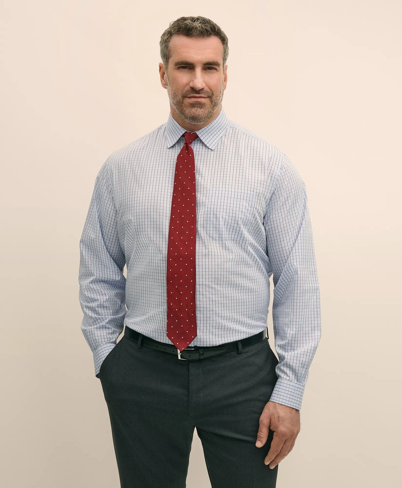 Brooks Brothers Sale Big & Tall Stretch Cotton Broadcloth Non-Iron Ainsley Collar Glen Plaid, Dress Shirt