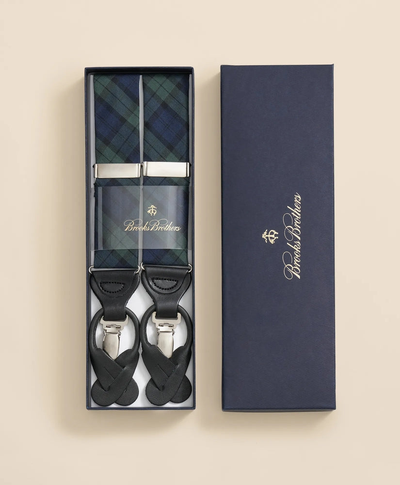 Brooks Brothers Men Black Watch Tartan Suspenders