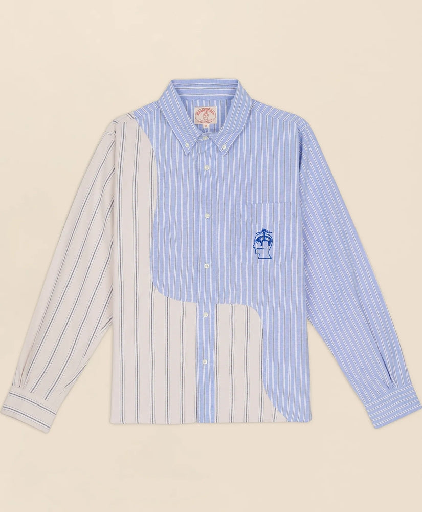 Brooks Brothers Men Brooks Brothers x Brain Dead Cotton Blend Embroidered Oxford Button-Down Collar, Striped Sport Shirt