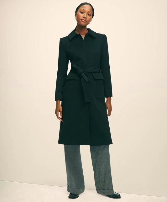 Brooks Brothers Women Brushed Wool Twill Wrap Coat