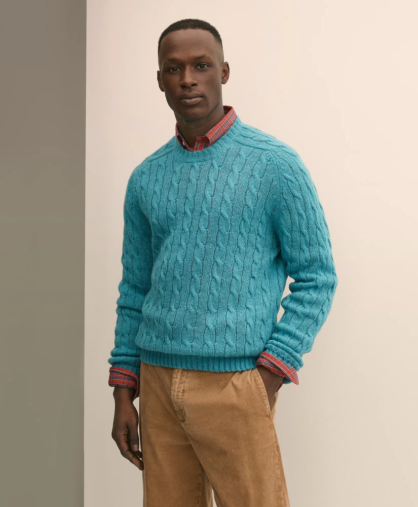 Brooks Brothers Sale Cable Crewneck Sweater in Shetland Wool