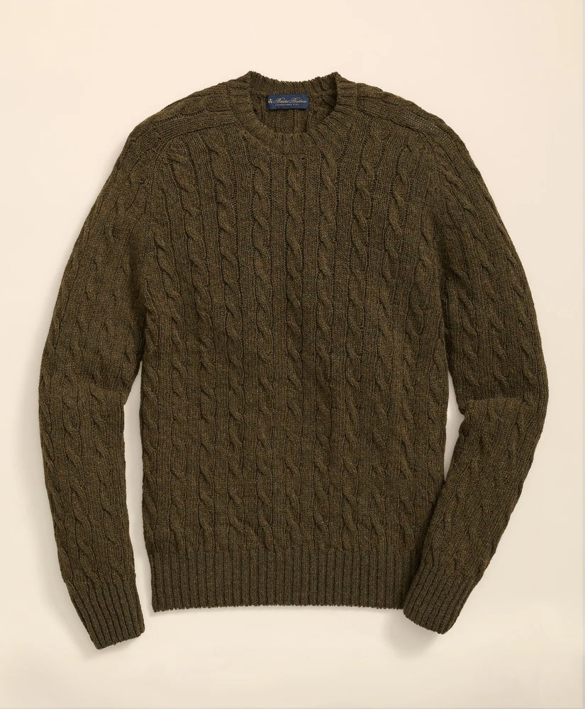 Brooks Brothers Sale Cable Crewneck Sweater in Shetland Wool